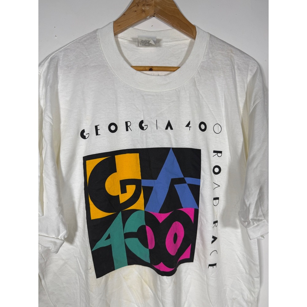 Vintage 1993 Nike Georgia 400 Road Race T-Shirt XL Niketown Atlanta USA FLAW